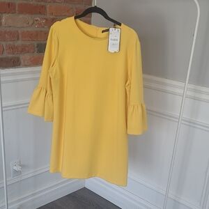 Zara Yellow Ruffle-Sleeve Dress
